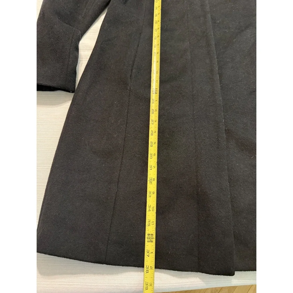 Cole Haan Signature Black Wool Blend Wing Collar Hidden Button Coat Womens 12